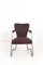 Italian Aluminum and Brown Leatherette Lounge Chair, 1950s, Image 1