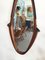 Vintage Italian Oval Teak and Leather Mirror, 1950s 5