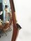 Espejo italiano vintage ovalado de teca y cuero, años 50, Imagen 8