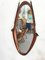 Vintage Italian Oval Teak and Leather Mirror, 1950s 6