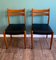 Scandinavian Beech and Black Leatherette Dining Chairs, 1950s, Set of 2 1
