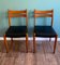 Scandinavian Beech and Black Leatherette Dining Chairs, 1950s, Set of 2, Image 1