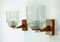 Mid-Century Glass and Walnut Sconces from Temde, Set of 2 4