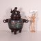 Japanese Meiji Period Cloisonne Bronze Incense Burner 2