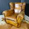 Vintage Weathered Brown Leather Armchair 1