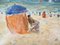 Vintage Summer in Houlgate Oil on Canvas par Jean-Jacques René 6