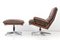 Swiss Rosewood Reclining King Chair and Stool Set by Andre Vandenbeuck for Strässle, 1960s, Image 1