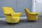 Italian Yellow Velvet and Brass Lounge Chairs from ISA Bergamo, 1950s, Set of 2, Image 2