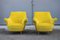 Italian Yellow Velvet and Brass Lounge Chairs from ISA Bergamo, 1950s, Set of 2 1