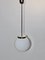 Bauhaus German Opaline Glass Ball Ceiling Lamp, 1930s 3
