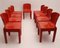 Italienische Rote Vintage Space Age Esszimmerstühle aus Kunststoff von Marcello Siard, 1960er, 8er Set 2