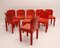 Sedie da pranzo Space Age vintage in plastica rossa di Marcello Siard, anni '60, set di 8, Immagine 3