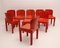 Vintage Space Age Italian Red Plastic Dining Chairs by Marcello Siard, 1960s, Set of 8 3