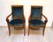 Neoclassical Armchairs in Solid Walnut & Green Velvet, France, 1830, Set of 2 2