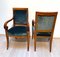 Neoclassical Armchairs in Solid Walnut & Green Velvet, France, 1830, Set of 2 3