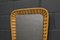 Vintage Italian Wood and Wicker Wall Mirror, 1960s, Image 3