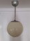 Antique Round Cream Glass and Chrome Ball Ceiling Lamp, 1920s, Image 6