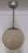 Antique Round Cream Glass and Chrome Ball Ceiling Lamp, 1920s 3