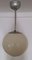 Antique Round Cream Glass and Chrome Ball Ceiling Lamp, 1920s, Image 3