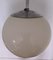 Antique Round Cream Glass and Chrome Ball Ceiling Lamp, 1920s 4