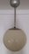 Antique Round Cream Glass and Chrome Ball Ceiling Lamp, 1920s, Image 2