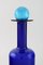 Large Vase Bottle in Blue Art Glass with Blue Ball by Otto Brauer for Holmegaard, 1960s 2