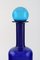 Large Vase Bottle in Blue Art Glass with Blue Ball by Otto Brauer for Holmegaard, 1960s 2