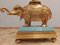 Vintage French Brass Elephants and Turquoise Stone Candleholders, Set of 2 5