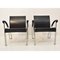 Black Leather and Chrome Armchairs, 1970s, Set of 2 2