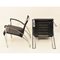 Black Leather and Chrome Armchairs, 1970s, Set of 2 3