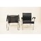 Black Leather and Chrome Armchairs, 1970s, Set of 2 4