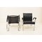 Black Leather and Chrome Armchairs, 1970s, Set of 2, Image 4