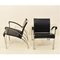 Black Leather and Chrome Armchairs, 1970s, Set of 2 5