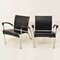 Black Leather and Chrome Armchairs, 1970s, Set of 2, Image 1