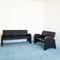 Vintage Modern Black Eco-Leather 3-Seat & 2-Seat Sofas from Throna, 1970s, Set of 2, Image 1
