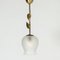 Vintage Swedish Brass and Opaline Glass Ceiling Lamp 1