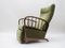 Mid-Century Green Lounge Chair with Armrests, 1950s, Image 1