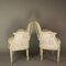 19th Century French Louis XVI Style Painted Wood Armchairs or Bèrgères, Set of 2 3