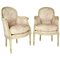 19th Century French Louis XVI Style Painted Wood Armchairs or Bèrgères, Set of 2, Image 1