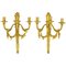 Apliques estilo Louis XVI de tres luces de madera dorada de bronce dorado atribuidos a H. Vian. Juego de 2, Imagen 1