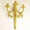 Apliques estilo Louis XVI de tres luces de madera dorada de bronce dorado atribuidos a H. Vian. Juego de 2, Imagen 3