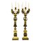 Vergoldete Empire Kerzenständer aus vergoldeter Bronze und patinierter Bronze aus dem 19. Jahrhundert, 2er Set 1