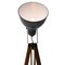 Vintage Industrial Wooden and Gray Enamel Tripod Spotlight Floor Lamp, Image 6