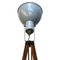 Industrielle Vintage Vintage Stehlampe aus Holz & grauer Emaille 4