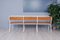 White Enameled Iron & Chestnut Bench, 1960s 4