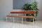 White Enameled Iron & Chestnut Bench, 1960s 13