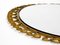Large Oval Sunburst Wall Mirror in Brass Anodized Metal, 1960s 7