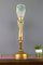 Art Deco Carved Wood and Frosted Enamel Table Lamp, 1930s 18