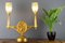 Lámpara de mesa Art Déco de madera tallada y metal esmerilado, años 30, Imagen 3