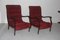 Italian Red Velvet and Walnut Lounge Chairs from Arredamenti Corallo, 1950s, Set of 2 6